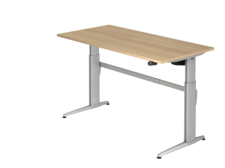 Sitz-Steh-Schreibtisch elektrisch XE16 160x80cm Eiche Gestellfarbe: Silber