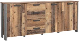 Sideboard CLIF 3 Türen 4 Schubladen Optik: Old Wood Vintage von Forte