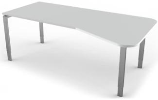 Freiformtisch mit 4-Bein-Gestell, 195x80 / 100cm, Lichtgrau / Silber