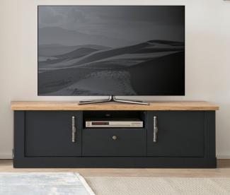 TV-Lowboard Ribera in grau und Eiche Wotan Landhaus 158 cm