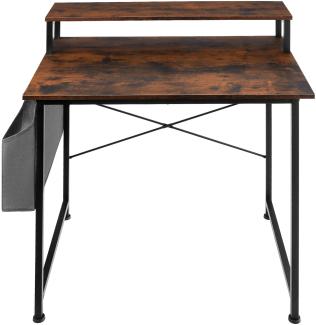 Schreibtisch mit Ablage und Stofftasche - Industrial dunkelbraun, 80 cm