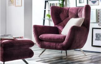 Sessel SIXTY 1-Sitzer Bezug Velour Stoff purple Gestell Chrom 100 cm