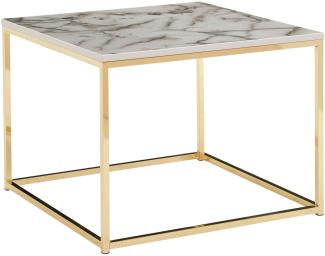 Couchtisch 60x60x45 cm mit Marmor Optik | Wohnzimmertisch mit Metall-Gestell | Sofatisch Eckig Tisch Wohnzimmer | Beistelltisch