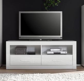 Lowboard TV-Unterschrank Fernsehtisch Bianco 150cm weiß / weiß Hochglanz LED