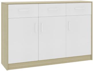 Sideboard Weiß und Sonoma-Eiche 110×30×75 cm Spanplatte