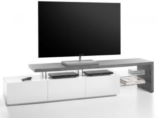 TV-Lowboard Alimos | 204x44 | weiß matt / Beton grau
