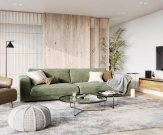 Big-Sofa Cubico 290x130 Samt Olive