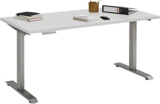 Schreibtisch "5504" aus Metall / Spanplatte in Roheisen natur lackiert - platingrau. Abmessungen (BxHxT) 175x120x80 cm