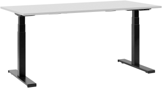 Schreibtisch elektrisch höhenverstellbar, Spanplatte grau, 63-126 x 160 x 72 cm