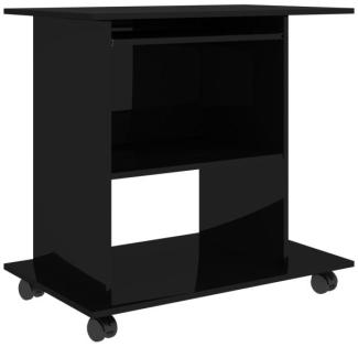 PC-Tisch, Hochglanz-Schwarz Spanplatte, 80 × 50 × 75 cm