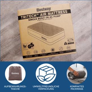 Bestway® TriTech™ Single-XL-Luftbett mit antimikrobieller Oberfläche & integrierter Elektropumpe 203 x 97 x 46 cm