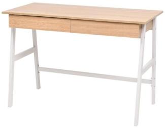 Schreibtisch mit Schublade, eichenbraun/ weiß, 110 × 55 × 75 cm