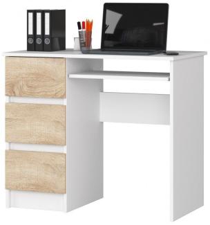 Schreibtisch Bürotisch Tisch A600 90x55x78 cm Weiss-Sonoma Ausführung Links