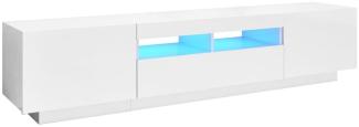 vidaXL TV-Schrank mit LED-Leuchten Hochglanz-Weiß 180x35x40 cm