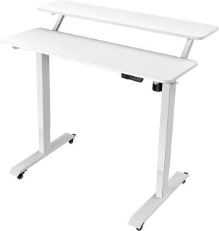 COSTWAY Schreibtisch höhenverstellbar Computertisch mit 2-stufigem elektrischen Computerarbeitsplatz & Haken Weiß