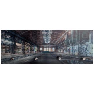 Wandgarderobe aus Glas - Motiv: Industrie - 80 x 30cm