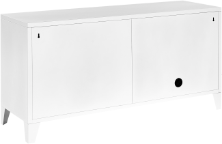 Metallschrank Weiß Stahl 40 x 120 x 60 cm Sideboard mit Griffen 3 Türen 2 Regalböden Wohnzimmer Büro Arbeitszimmer Flur Bad