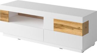 Lowboard TV-Unterschrank Silke weiß Hochglanz votaneiche 160x50,5x53cm