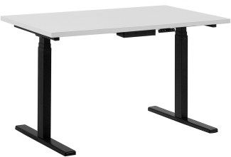 Schreibtisch elektrisch höhenverstellbar, Spanplatte Weiß/ Schwarz, 63-126 x 130 x 72 cm