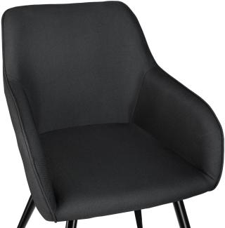 4er Set Stuhl Marilyn Leinenoptik schwarze Stuhlbeine - schwarz