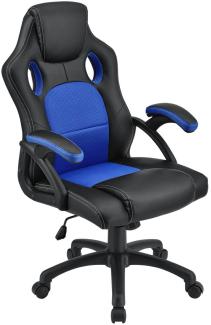 Juskys 'Montreal' Racing Bürostuhl in blau/schwarz, ergonomisch, höhenverstellbar & gepolstert, bis 120 kg