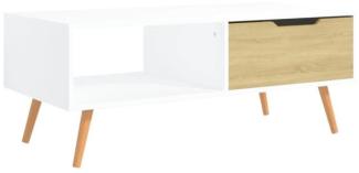 Couchtisch Weiß und Sonoma-Eiche 100x49,5x43 cm Holzwerkstoff