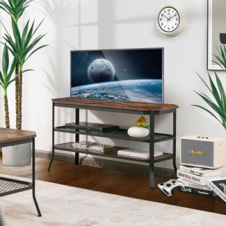 COSTWAY Industrieller TV-Ständer für Fernseher bis 46” 3-Stufiger TV-Schrank Konsolentisch im Eingangsbereich für Wohn- & Schlafzimmer Braun