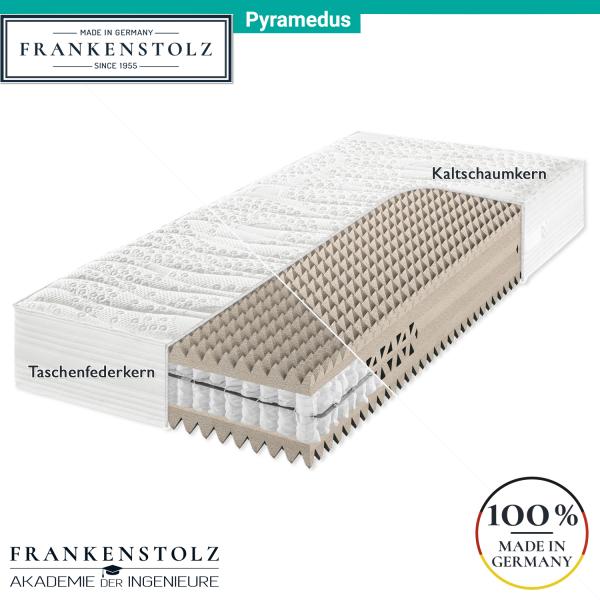 Frankenstolz Pyramedus Matratze mit 3D-Pyramiden-Technologie (Ultra HQR®) H2, 90x210 cm (Sondergröße), Kaltschaum