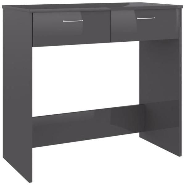 Schreibtisch, Spanplatte Hochglanz-Grau, 80 × 40 × 75 cm