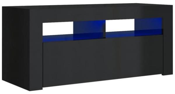 vidaXL TV-Schrank mit LED-Leuchten Hochglanz-Schwarz 90x35x40 cm, Mit Beleuchtung [804326]