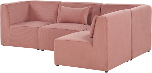 Ecksofa Cord rosa linksseitig 4-Sitzer LEMVIG