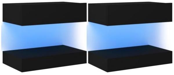 TV-Schränke LED-Leuchten 2 Stk. Schwarz 60x35 cm