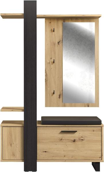 Möbel-Eins MANATI Kompaktgarderobe, Material Spanplatte, Artisan eichefarbig/schwarz
